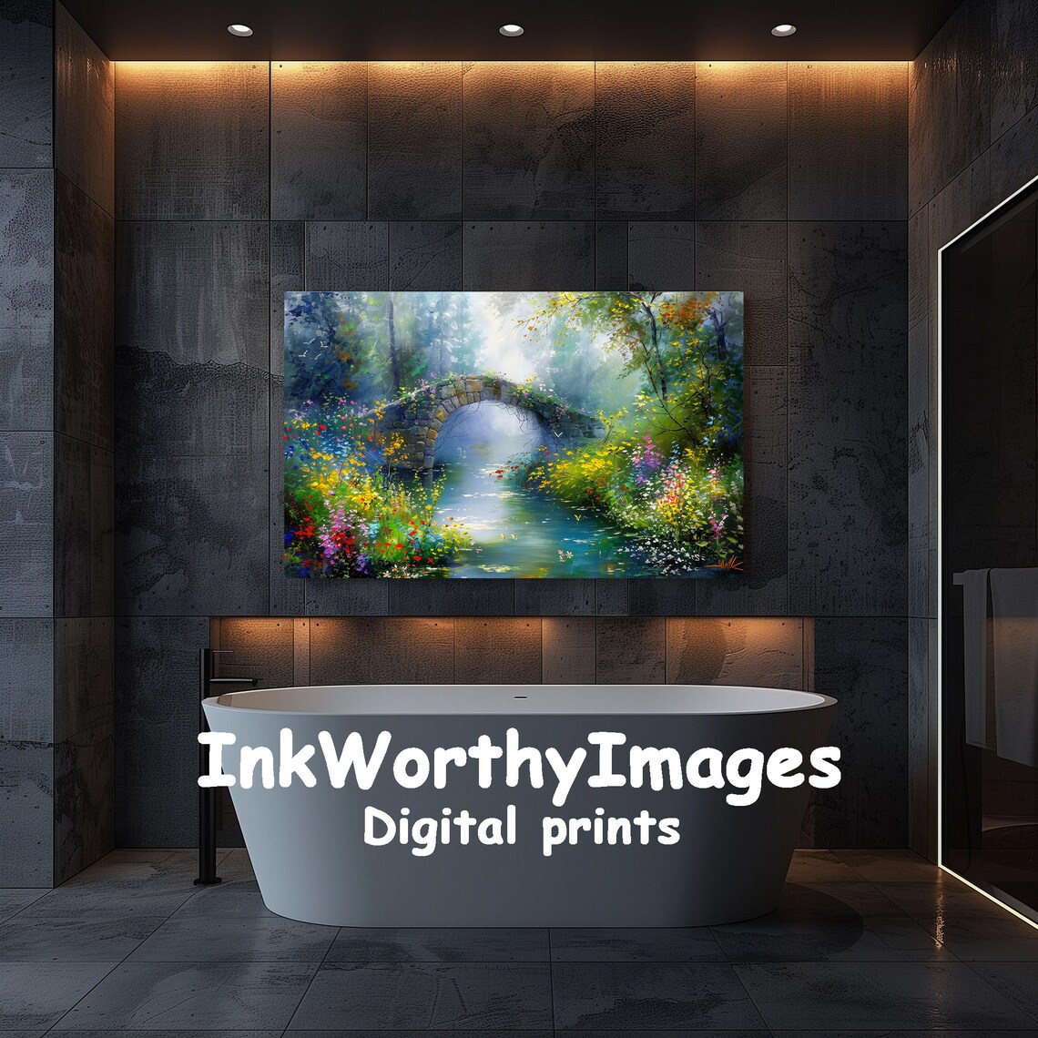 Enchanted Garden Bridge, Mystical Nature Landscape - Image 5