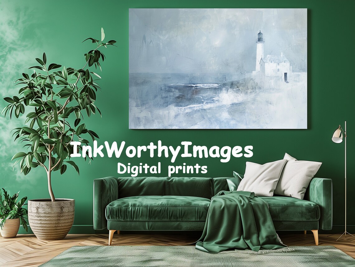 Minimalist Coastal Lighthouse, Serene Seascape - Image 3