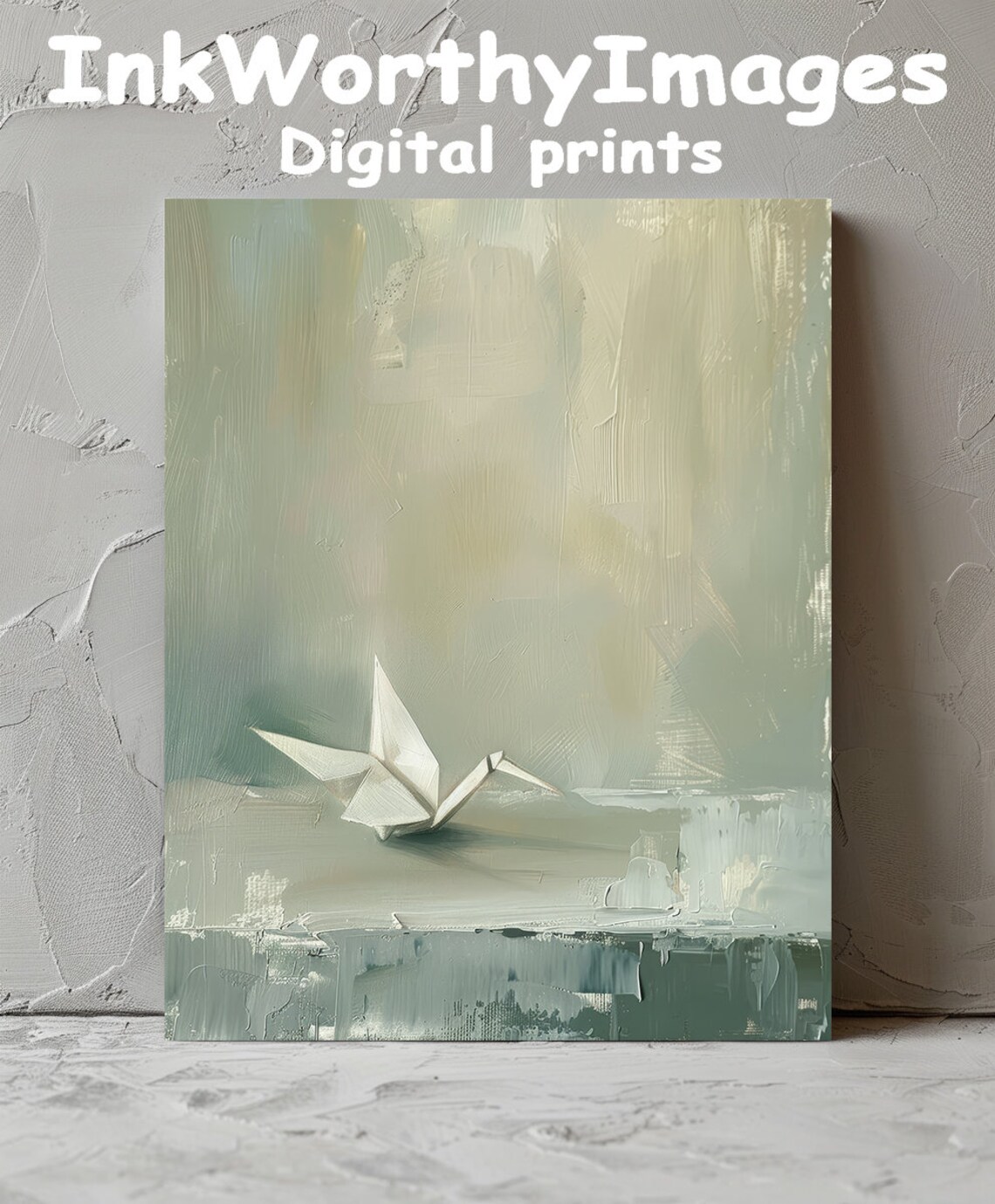 Minimalist Origami Crane, Modern Art Print