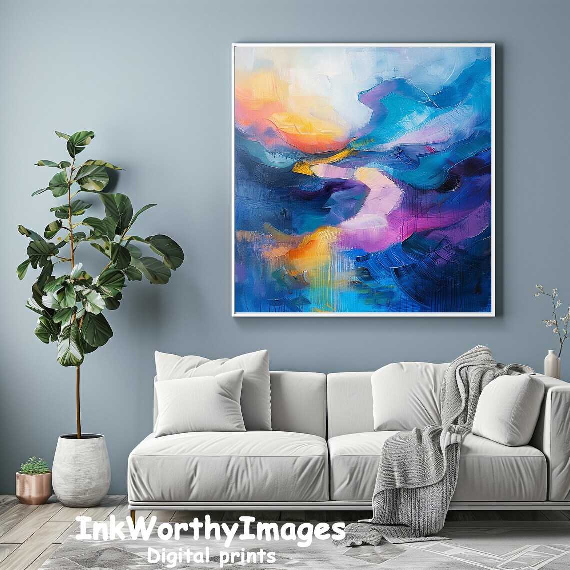 Serene Abstract Color Flow, Modern Art Print - Image 2