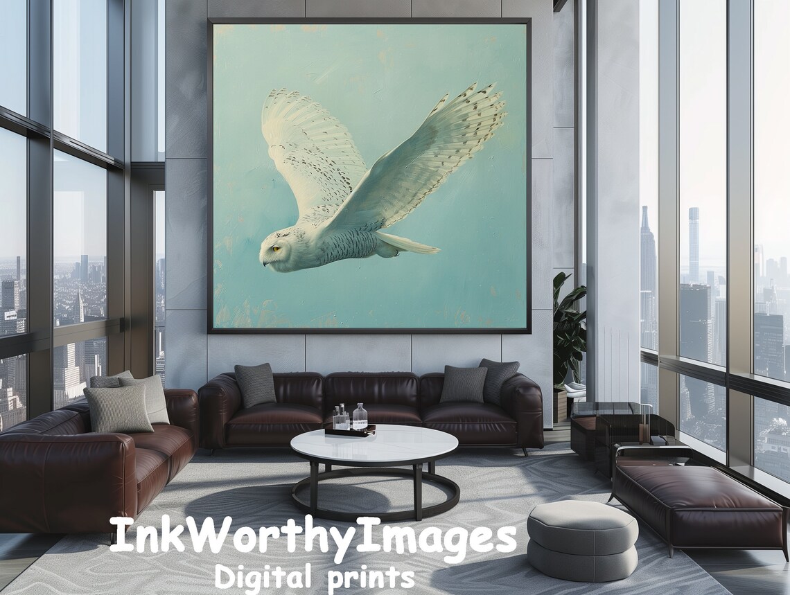 Graceful Snowy Owl In Flight, Wildlife Art Print - Image 5