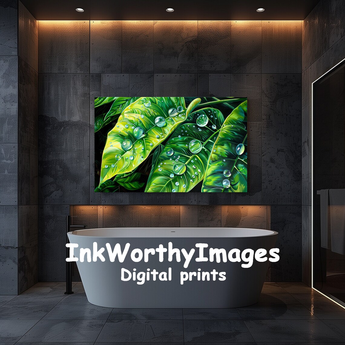 Dewy Leaves in Tropical Jungle, Impressionist Art Print - Image 5