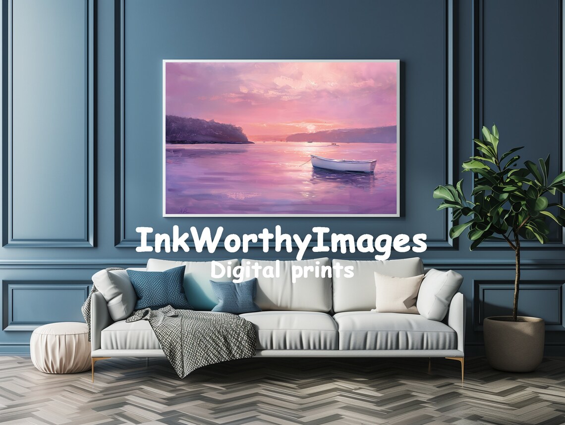 Tranquil Boat Seascape, Coastal Nautical Decor - Image 4