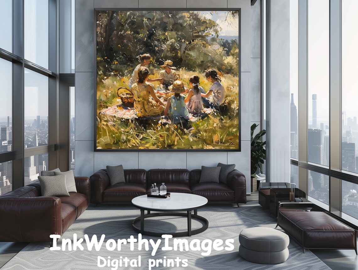Family Picnic - Outdoor Gathering Summer Day Scene - Image 5