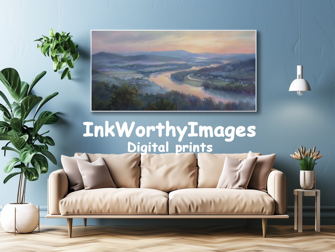 Sunset Over River Valley, Serene Landscape Print - Image 4
