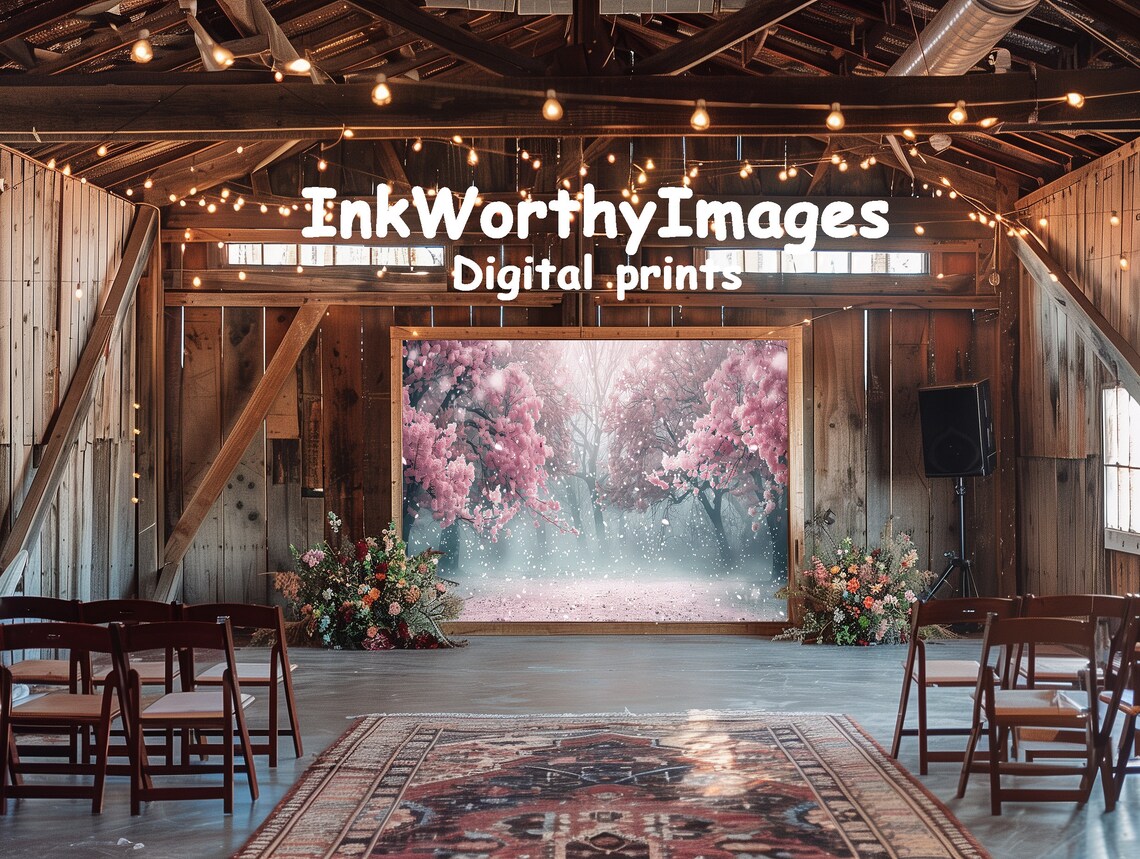 Cherry Blossom Forest In Mist, Spring Landscape Art - Image 6