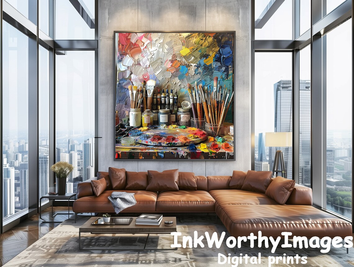 Artist's Palette and Brushes, Abstract Wall Art - Image 4