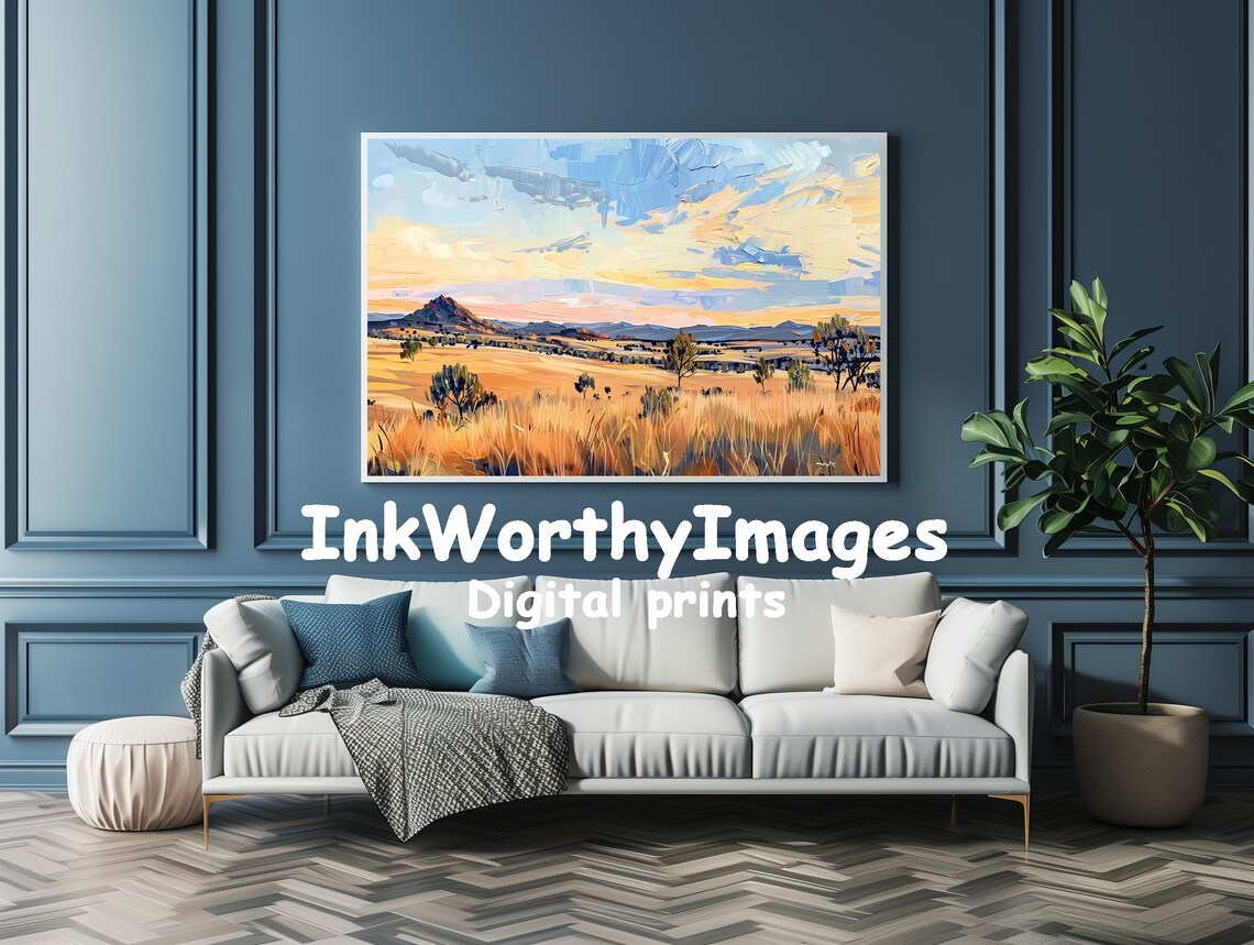 African Savannah Landscape, Modern Sunset Painting - Image 4