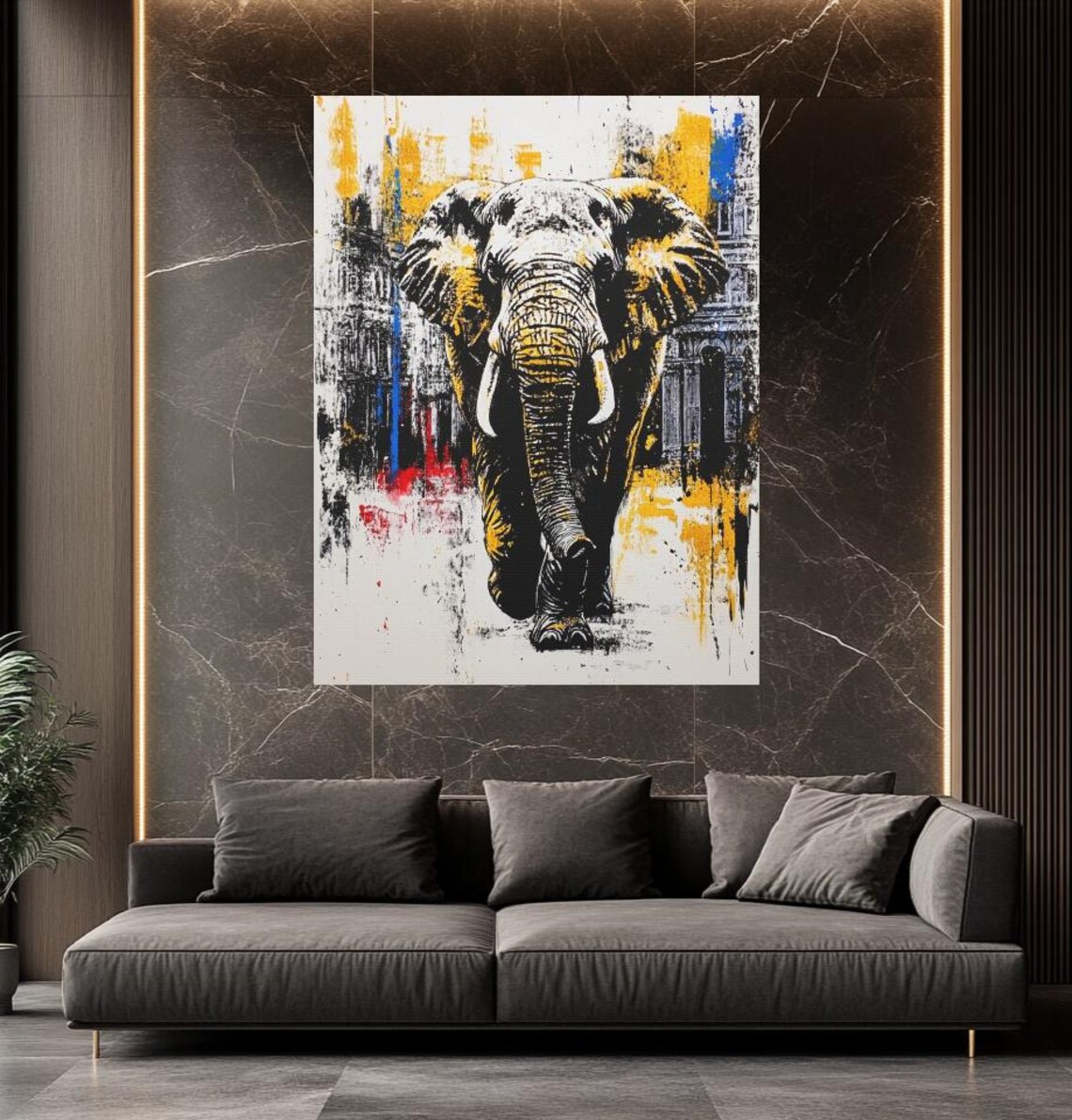 Urban Elephant Street Art City Abstract Bold Safari Animal Art Poster