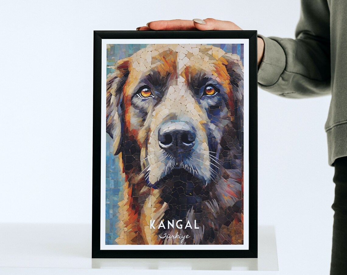 Kangal Dog Mosaic Portrait Warm Earth Tones Breed Art Wall Art