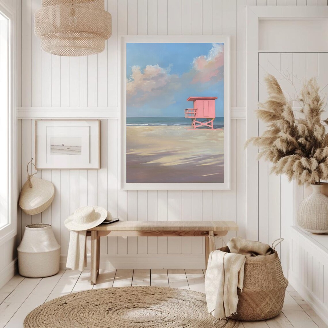 Ocean Beach Lifeguard Tower Poster, Summer House Art