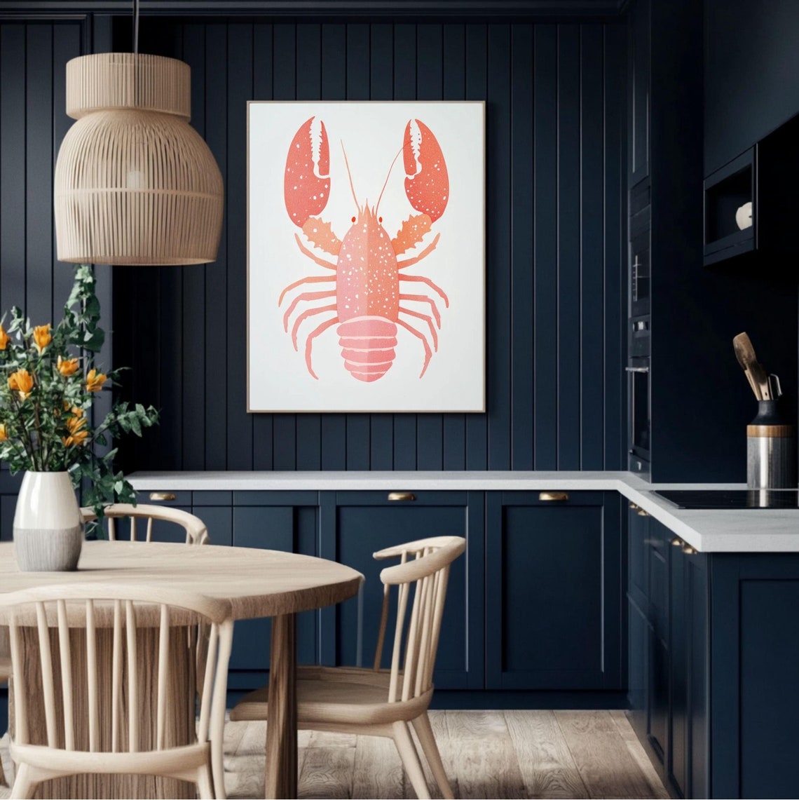 Whimsical Lobster Wall Art Trendy Wall Art Seafood Decor Kitchen Wall Hanging Nautical Home Dcor