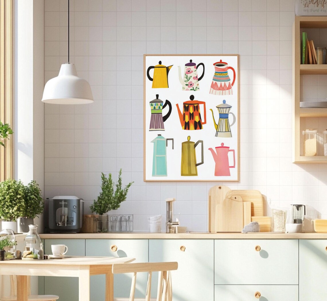 Teapots Wall Art Tea Poster Coffee Poster Tea Kettles Print Cute Tea Pots Wall Art