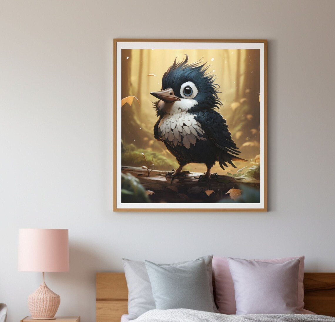 Cute Magpie Children Illustration Art Print