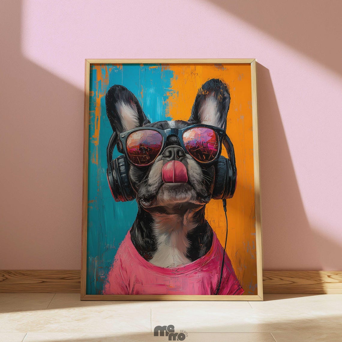 Funny French Bulldog DJ, Retro Dog Portrait Gift