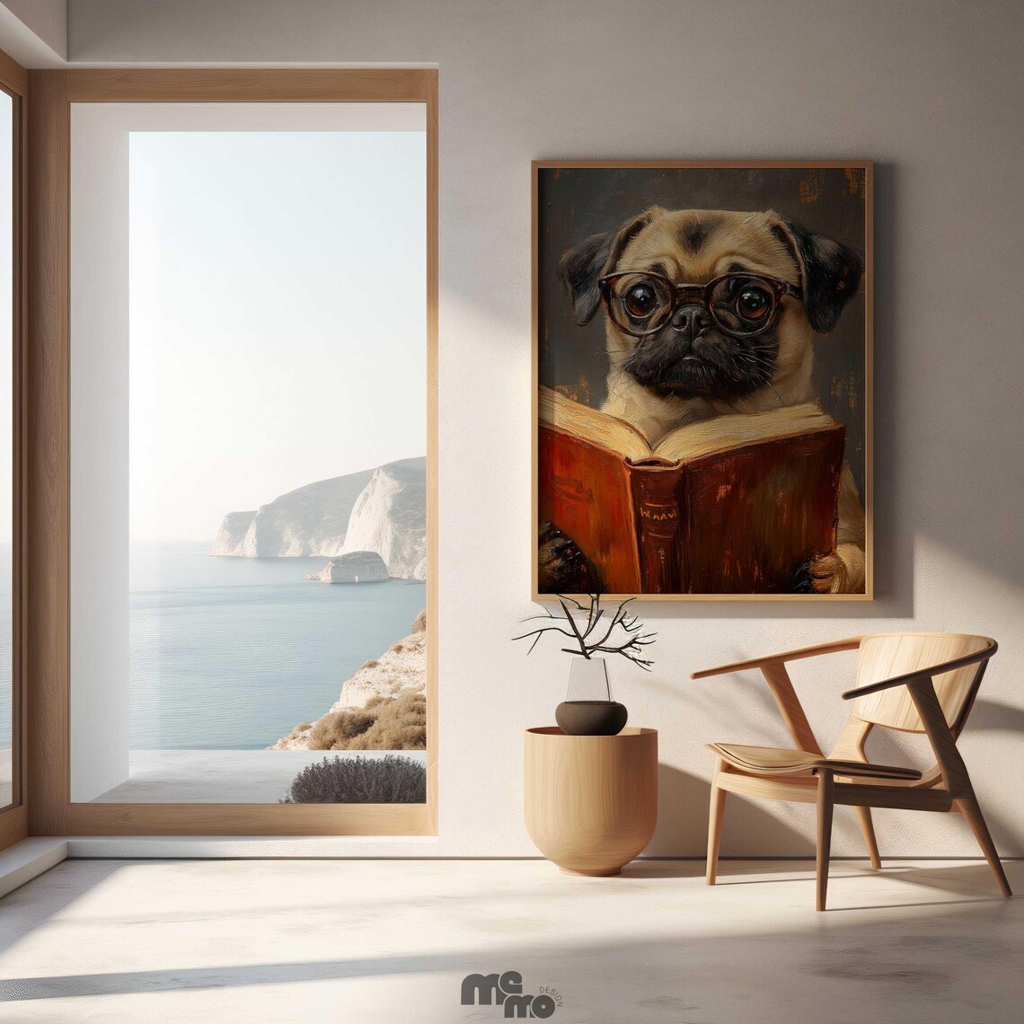 Pug Reading Book, Funny Pet Library Decor - Image 2