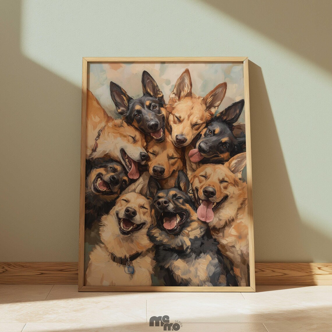 Happy Dog German Shepherd Group Portrait Art Print