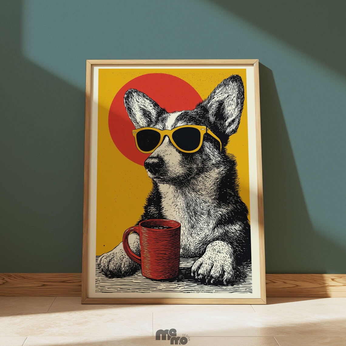 Retro Corgi Coffee Funny Dog Vintage Pop Art Print
