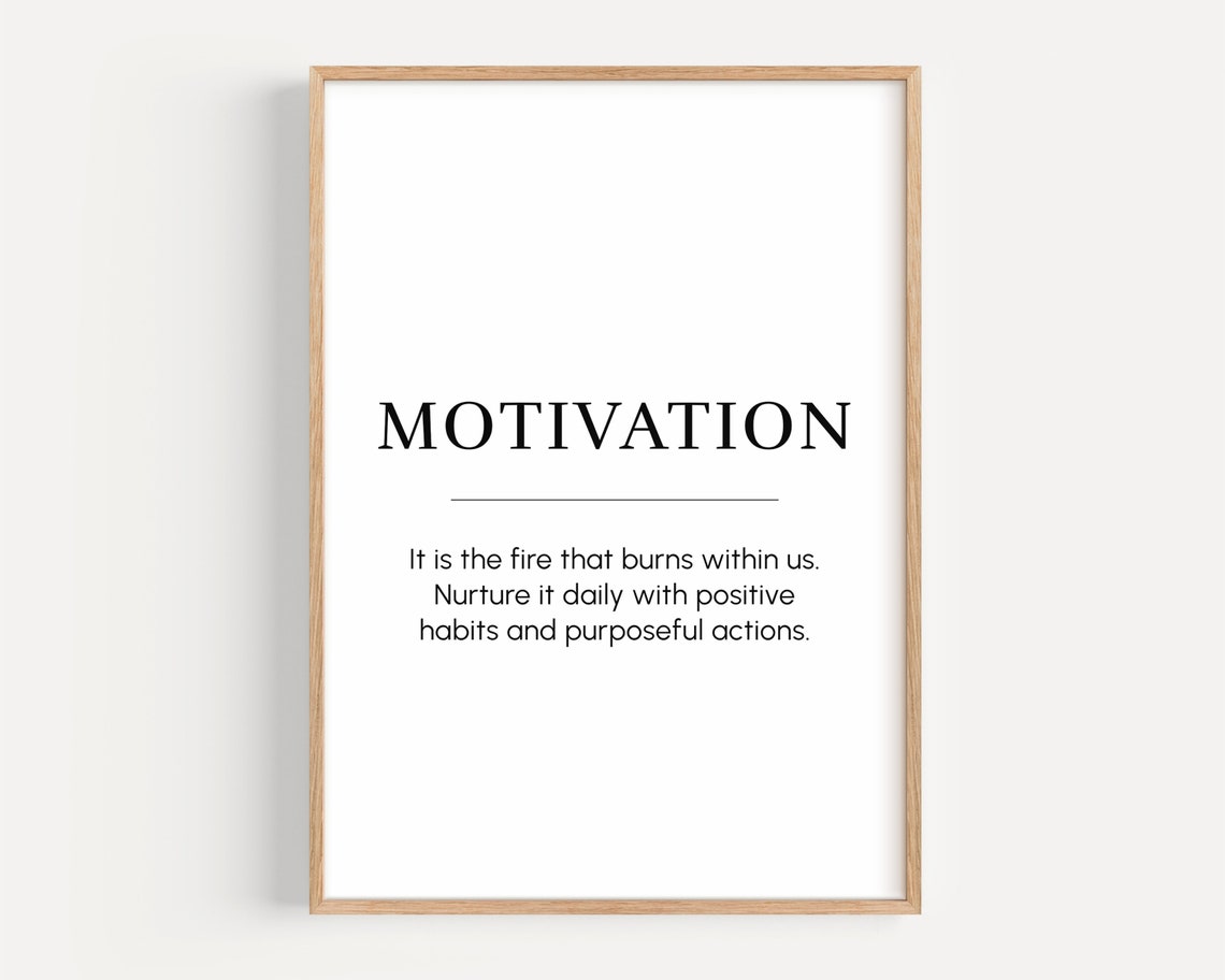 Motivation Definition Inspirational Quote Minimalist Wall Poster