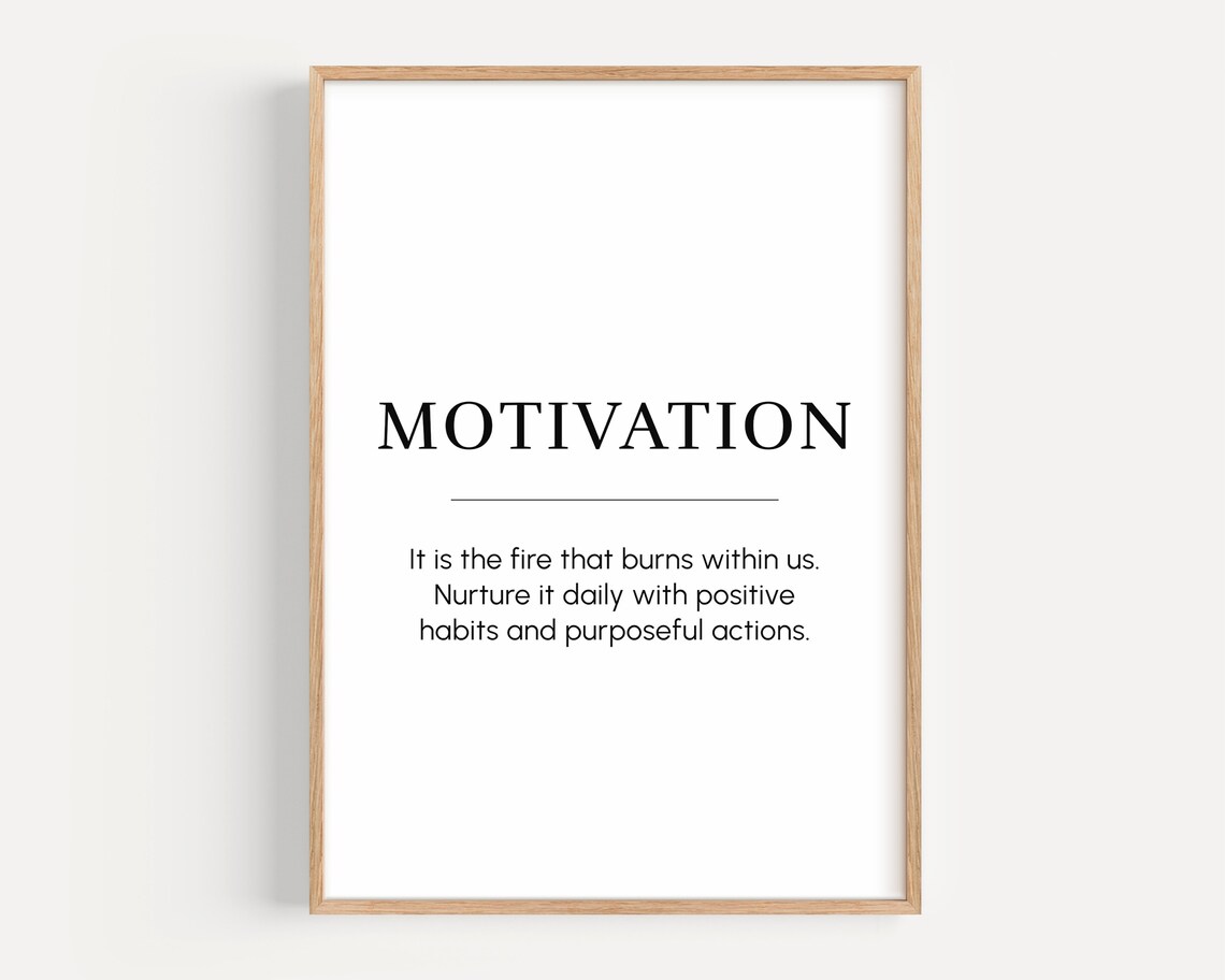 Motivation Meaning Motivational Wall Art Positive Quote Print Gift For Entrepreneur Office Decor Hustle
