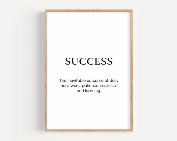 Success Definition Motivational Poster, Office Decor
