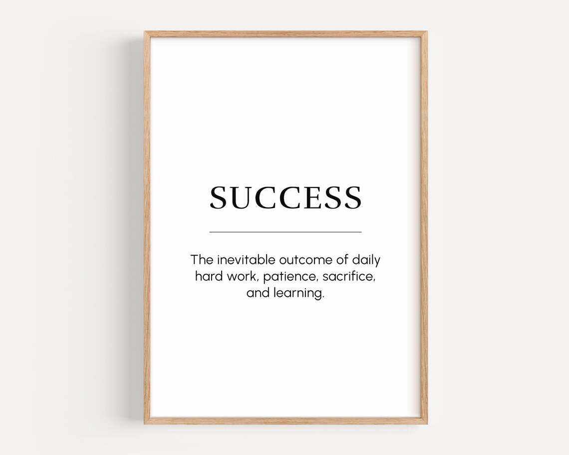 Success Definition Motivational Poster, Office Decor