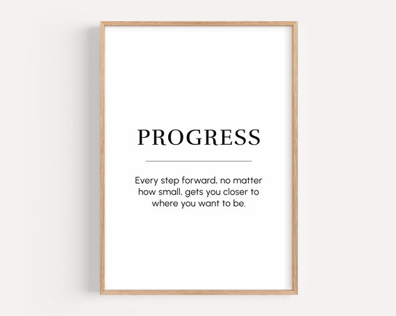 Progress Meaning Motivational Poster, Office Decor