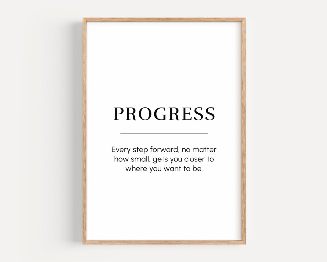 Progress Meaning Motivational Poster, Office Decor