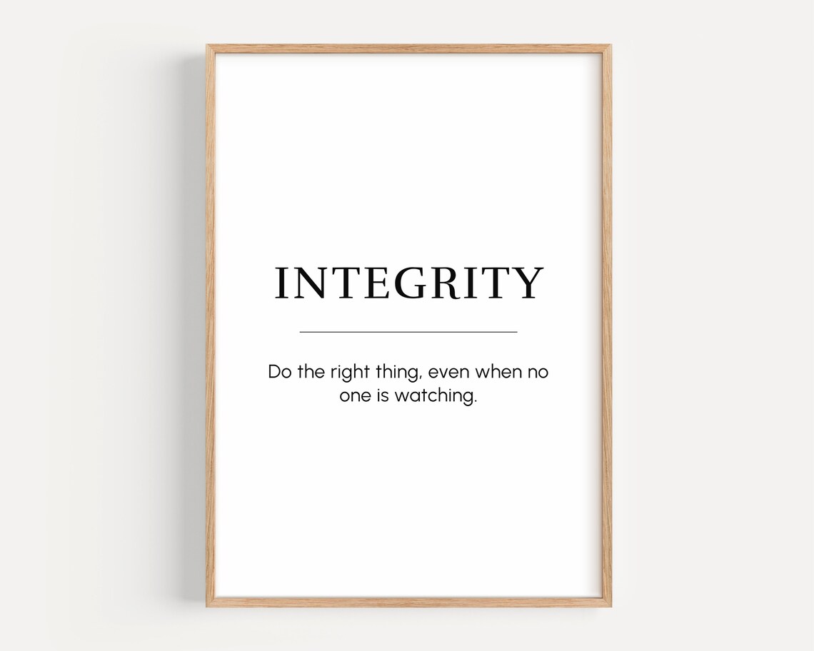 Integrity Quote Poster Print, Motivational Office Decor