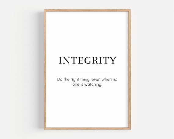 Integrity Quote Poster Print, Motivational Office Decor
