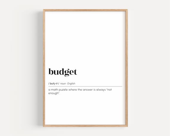 Funny Budget Dictionary Definition Typography Poster Minimalist Office Humor
