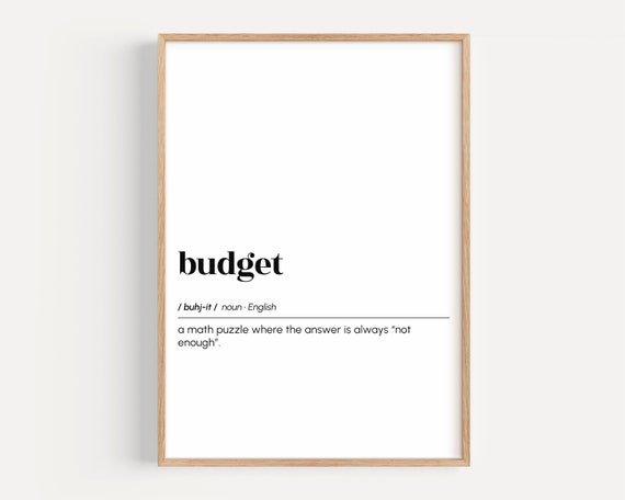 Funny Office Wall Art Budget Definition Print Corporate Poster Cubicle Decor Coworker Gift