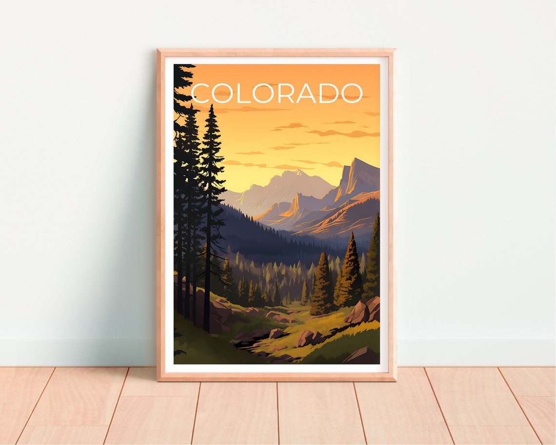 Colorado Rocky Mountains Sunset Valley Pine Forest Travel Poster - Image 4