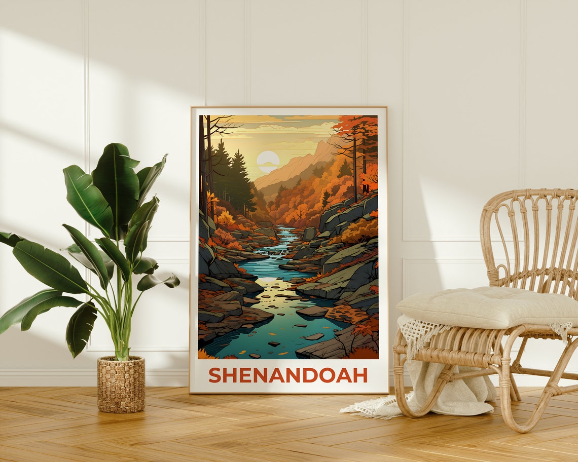 Shenandoah Virginia Autumn Stream Mountain Fall Foliage Travel Poster - Image 2