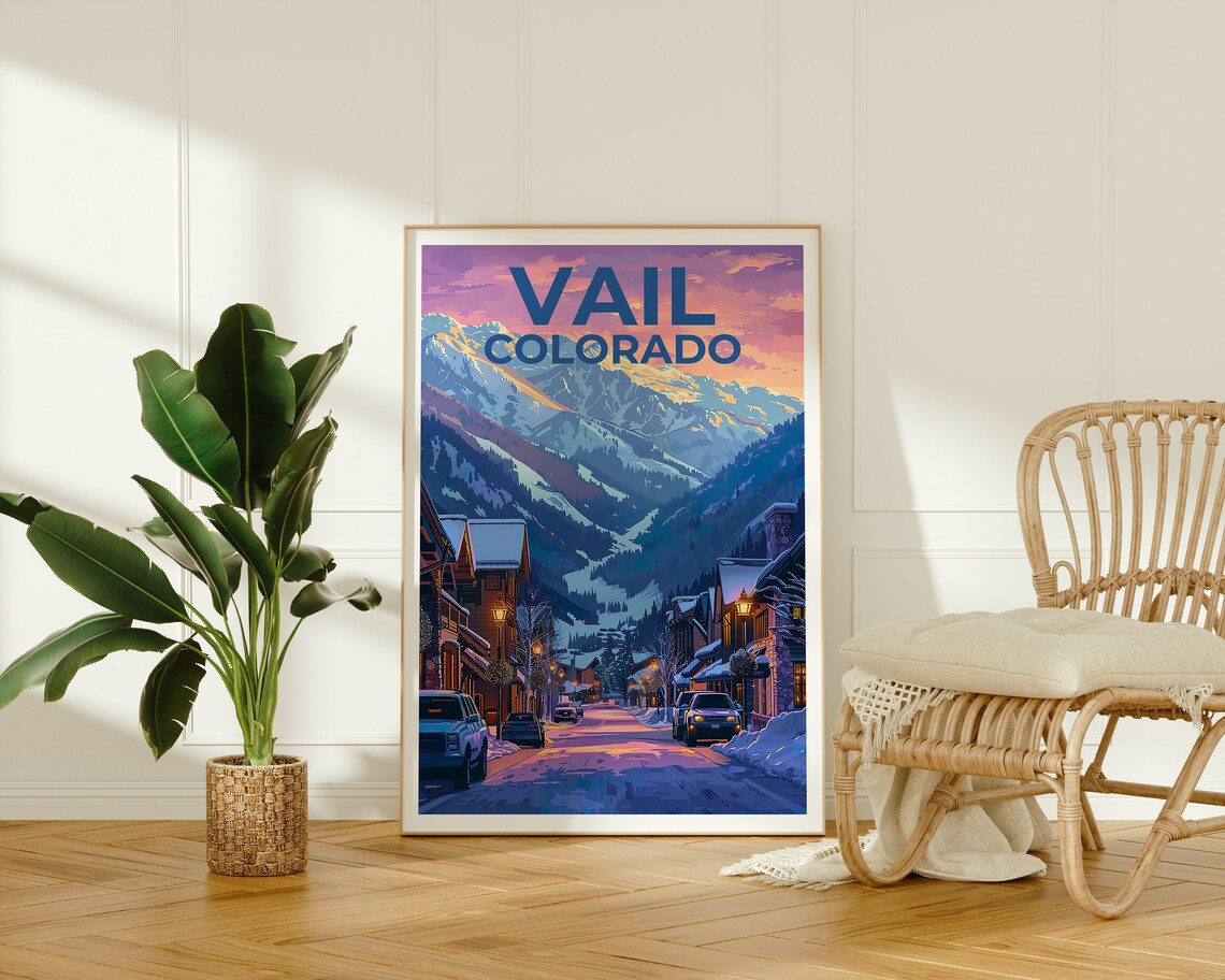 Vail Colorado Travel Poster, Mountain Town Art Print - Image 2