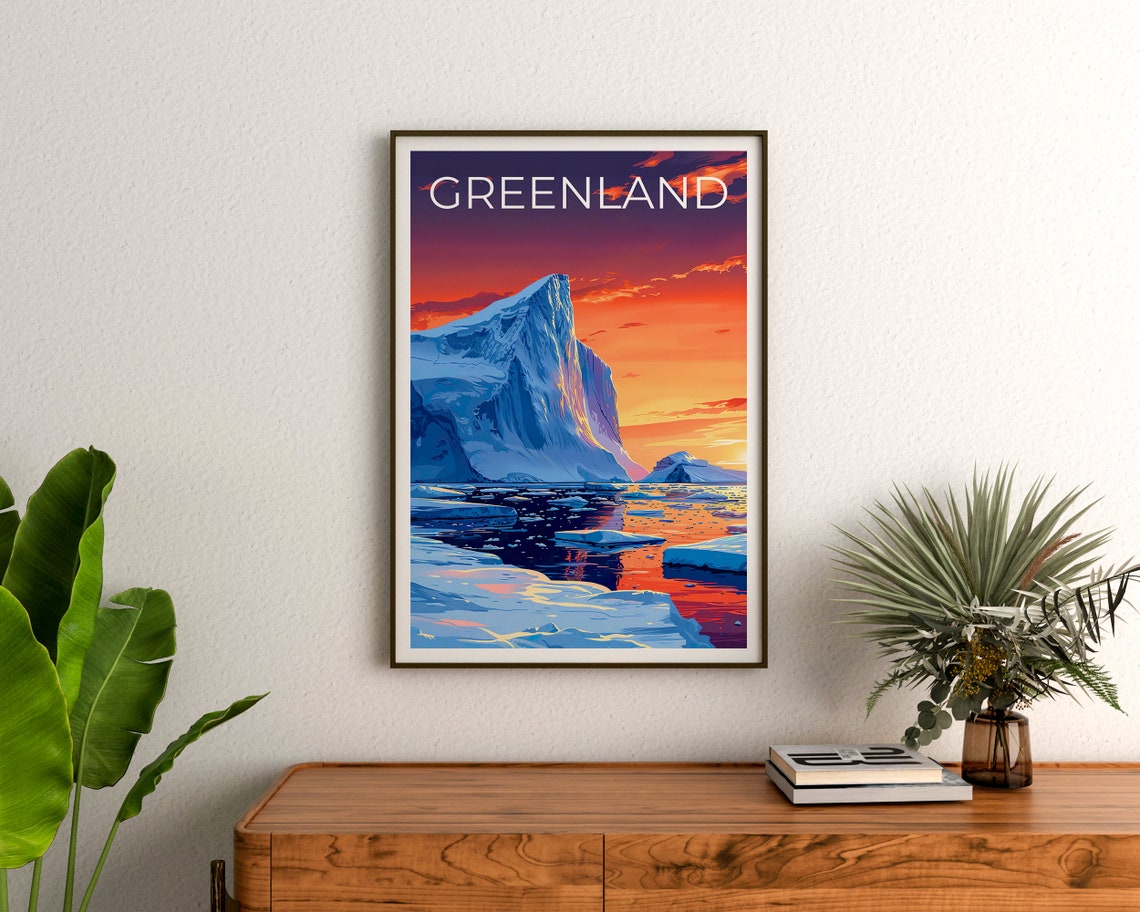 Greenland Iceberg Arctic Sunset Dramatic Ocean Twilight Travel Poster - Image 3