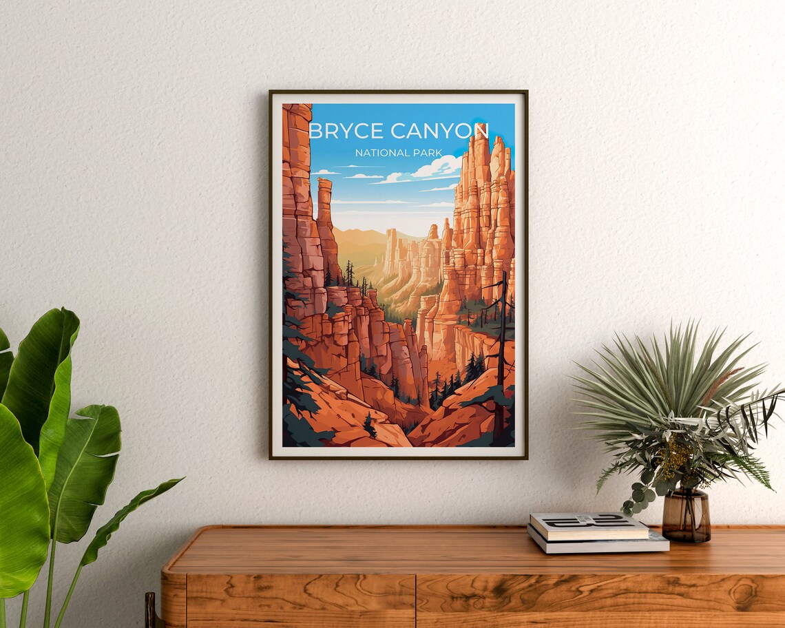 Bryce Canyon Travel Poster, Utah Canyon Landscape - Image 3