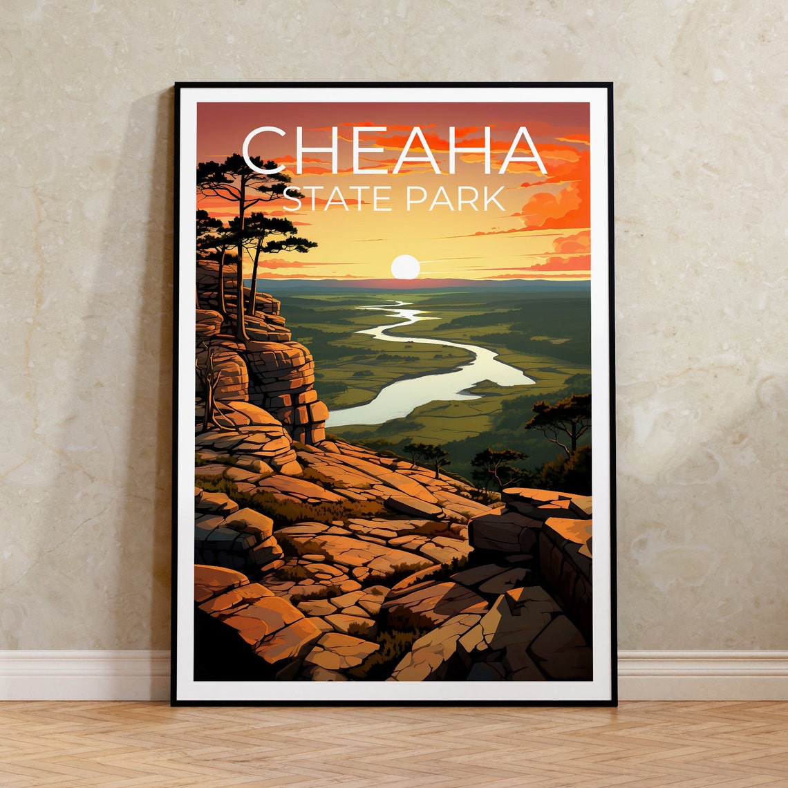 Cheaha State Park Alabama Rocky Overlook River Valley Sunset Poster