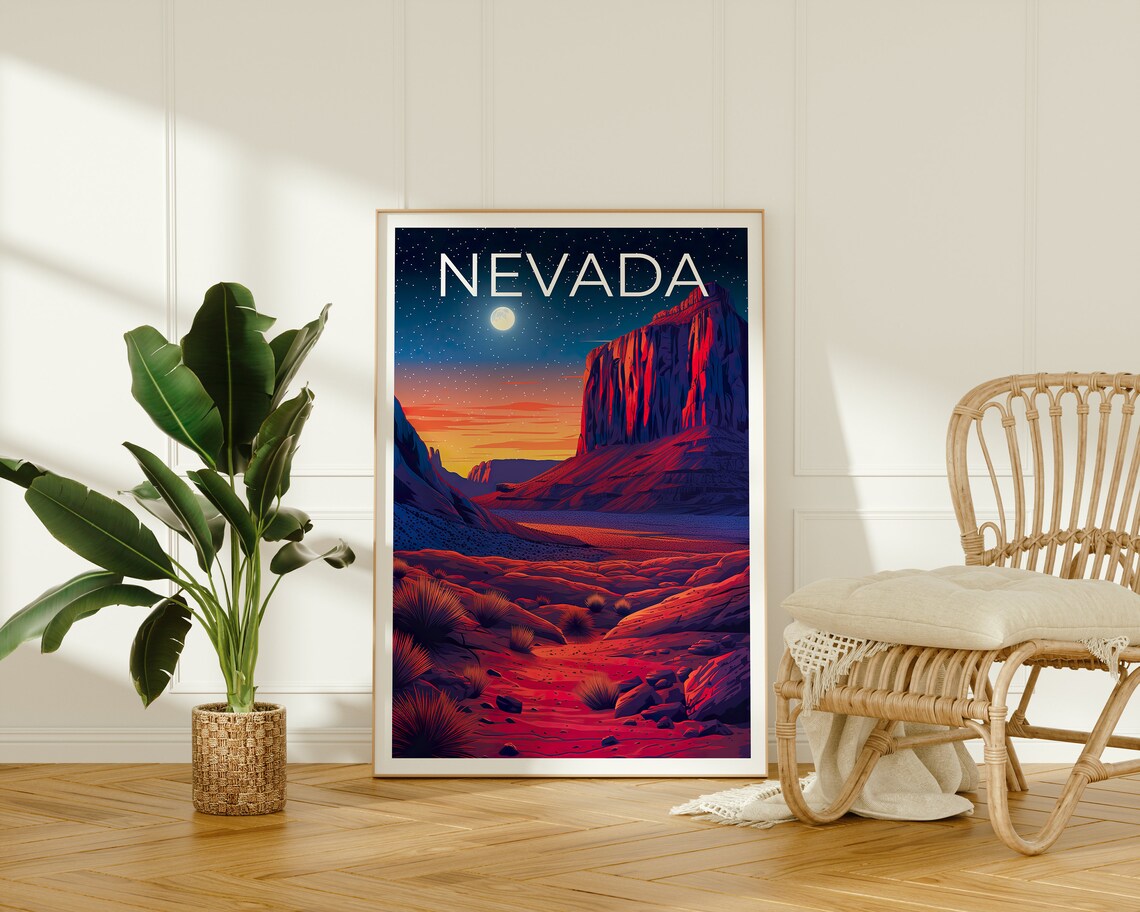 Nevada Desert Travel Poster, Nature Landscape Art - Image 2