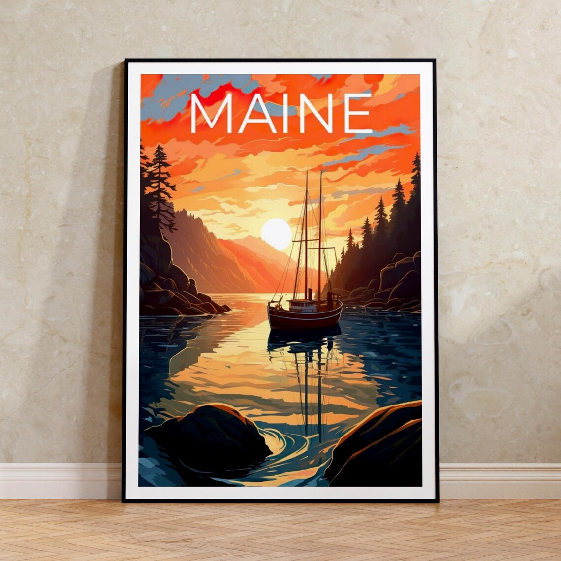 Maine Travel Poster, New England Travel Poster