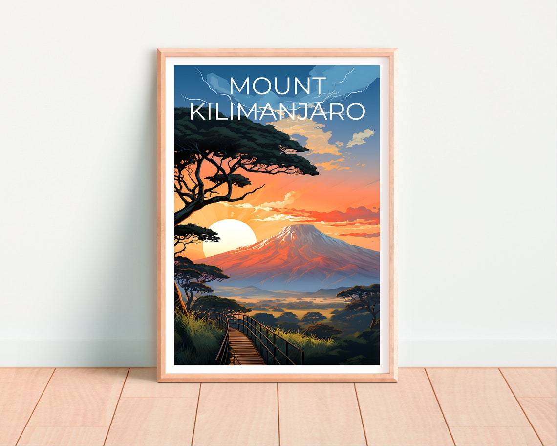 Mount Kilimanjaro Tanzania Sunrise Acacia Savannah View Poster - Image 4
