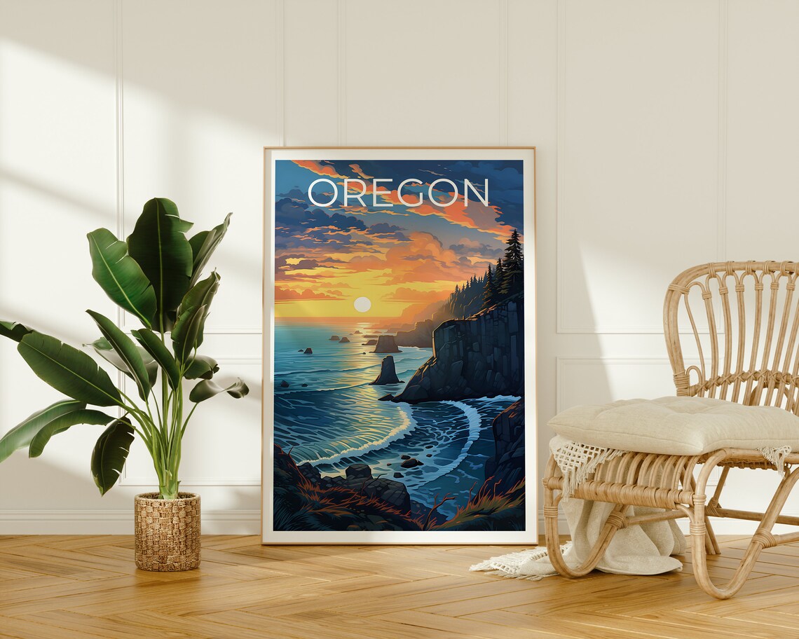 Oregon Coast Travel Poster, Coastal Wall Art Print - Image 2