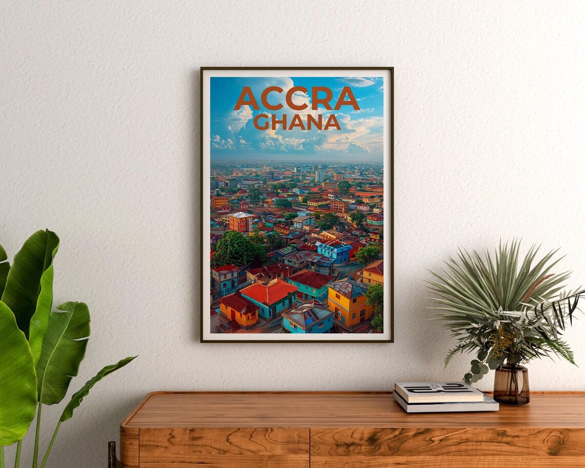Accra Ghana Cityscape Colorful Rooftops West Africa City Poster - Image 3