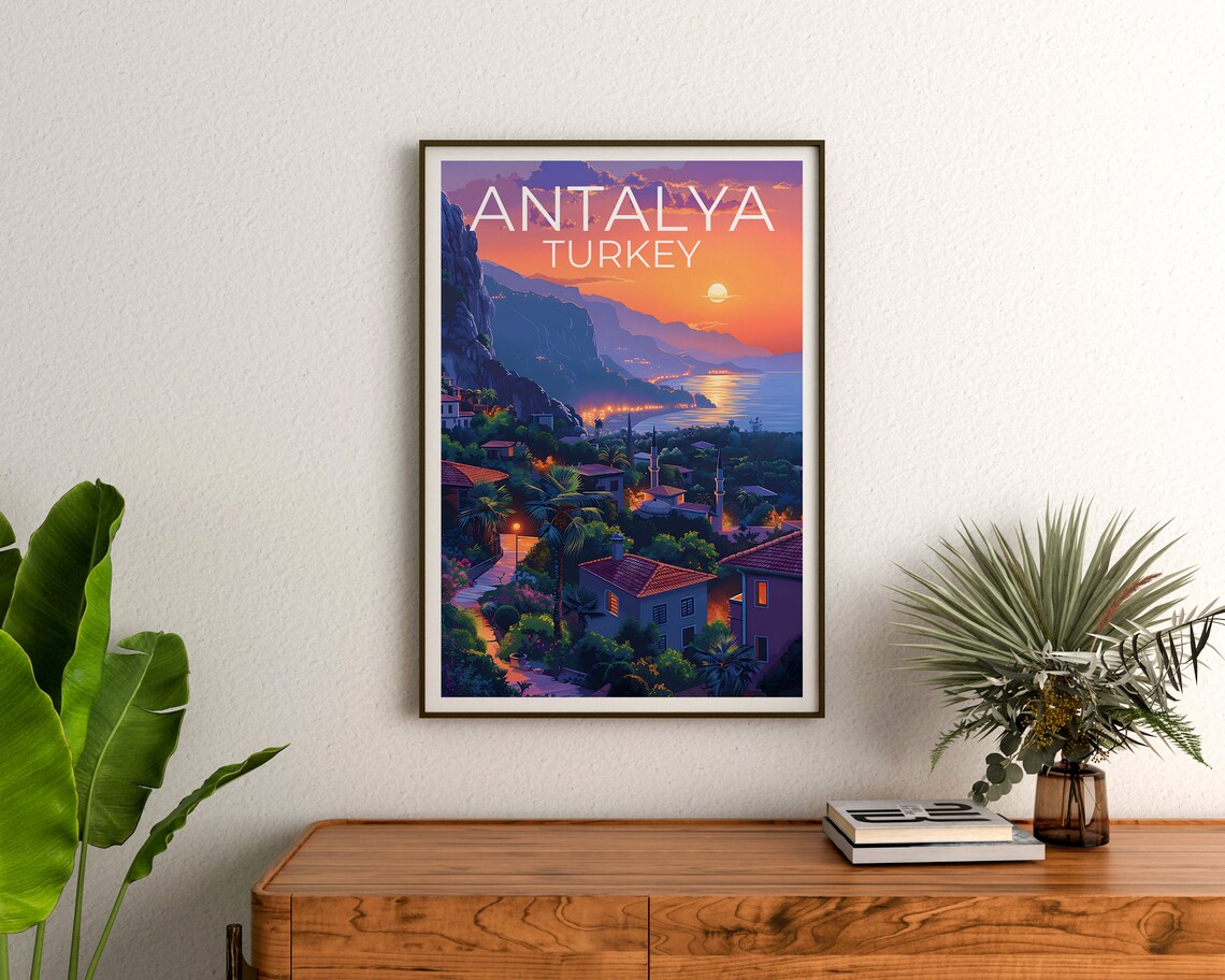 Antalya Travel Poster, Turkey Landscape Art Print - Image 3