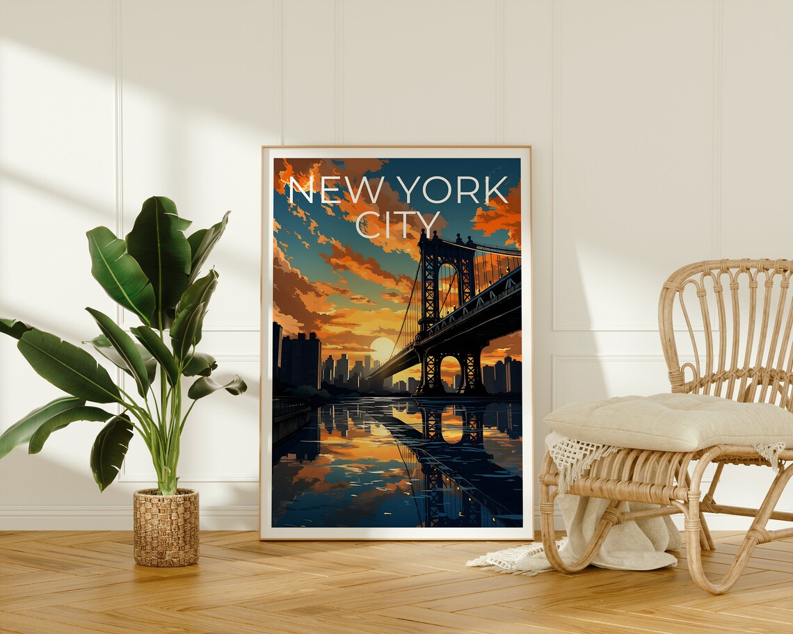 Manhattan Bridge New York Travel Poster, City Art Print - Image 2