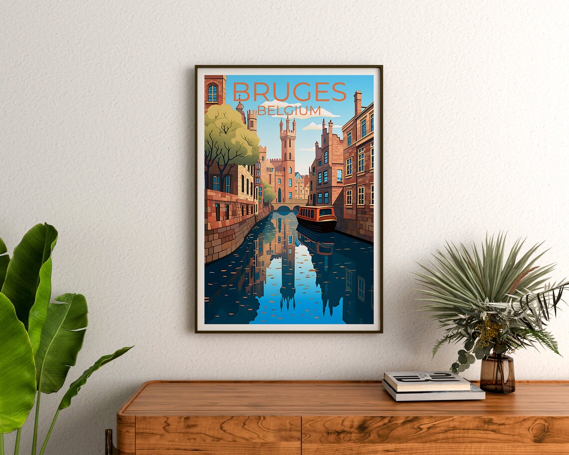 Bruges Travel Poster, Belgium Europe City Art Print - Image 3