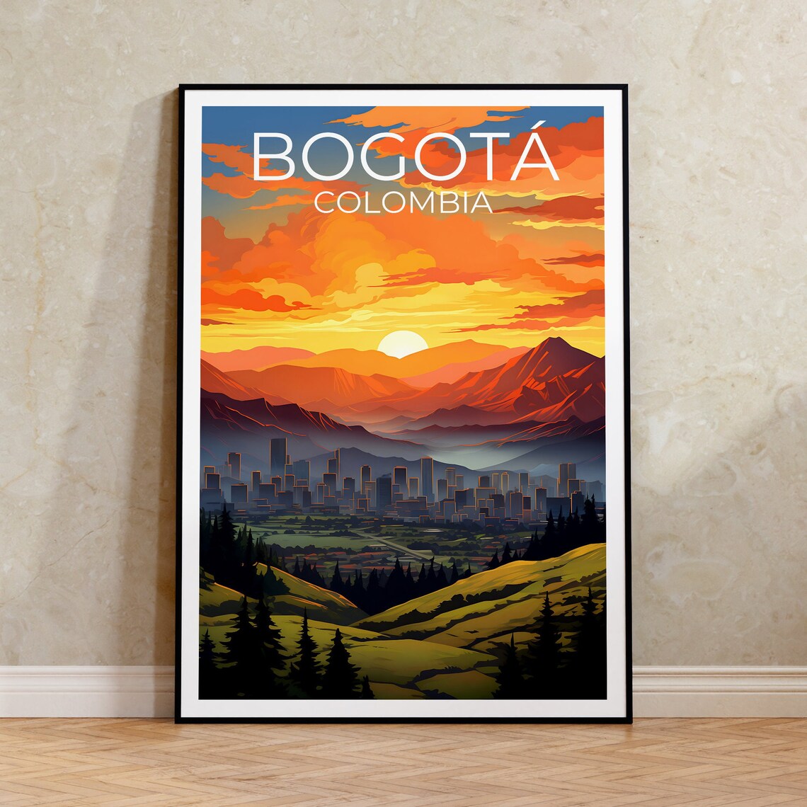 Bogota Travel Poster, Colombia City Art Print