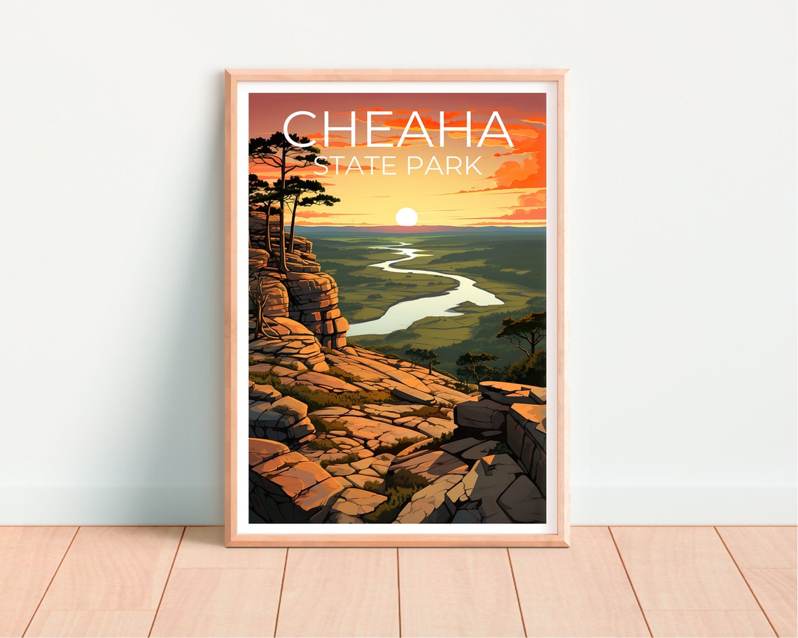 Cheaha State Park Alabama Rocky Overlook River Valley Sunset Poster - Image 4