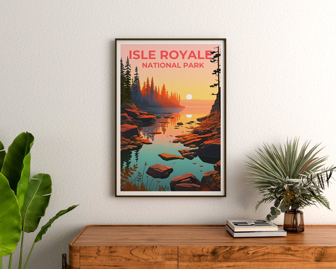 Isle Royale Travel Poster, Michigan Landscape - Image 3