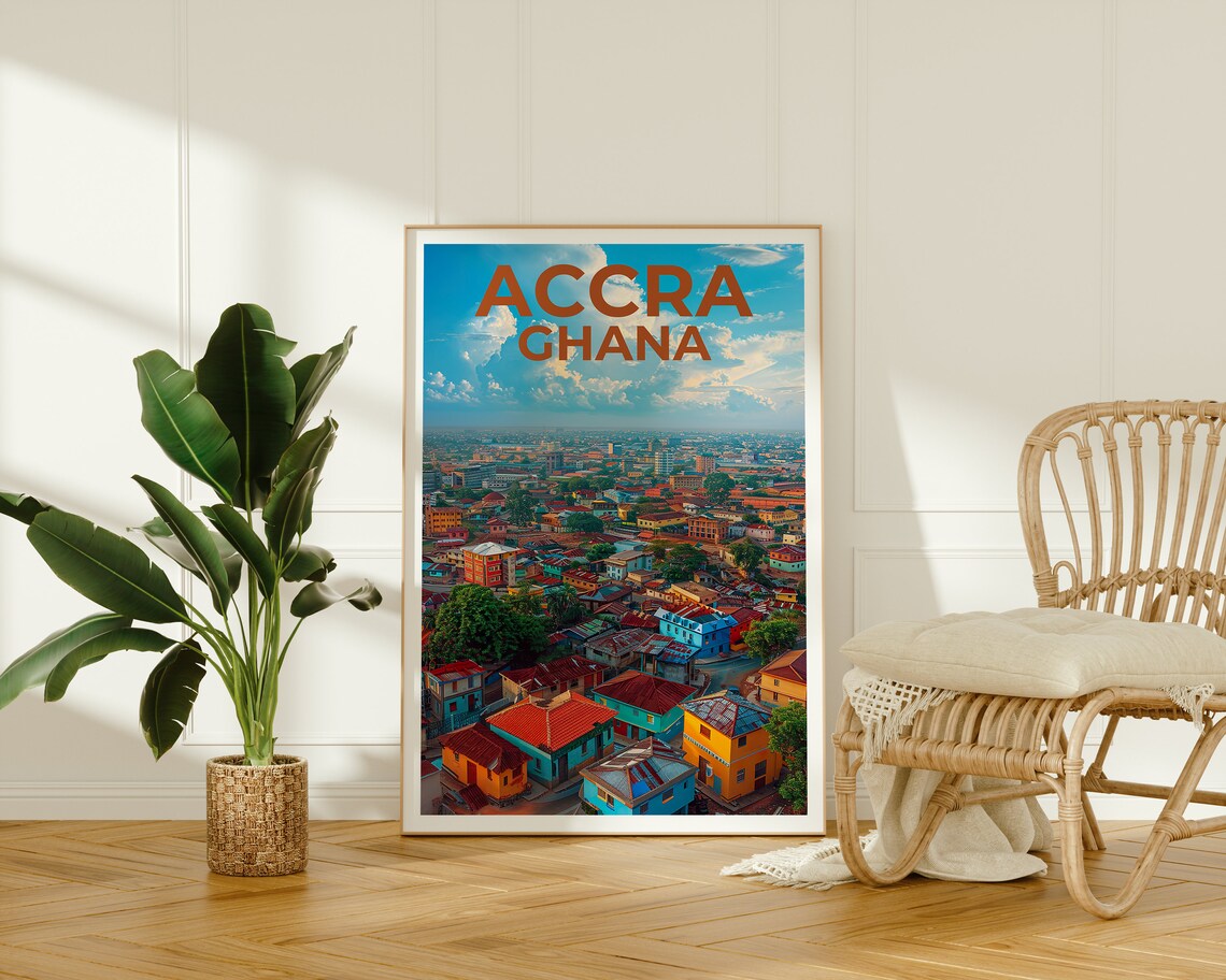 Accra Ghana Cityscape Colorful Rooftops West Africa City Poster - Image 2